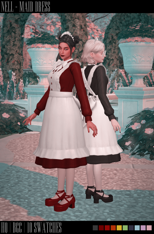 Maid Dress- hq compatible- base game compatible- 10 swatches- fullbody- female only- new mesh (edit 