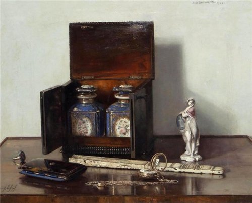 oldpaintings: Still-life with tea caddy, 1943 by Jan Bogaerts (Dutch, 1878–1962)