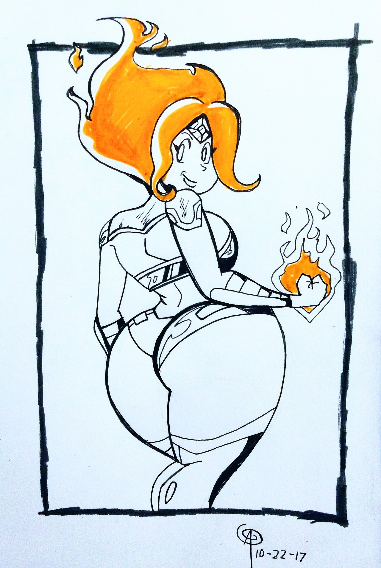 chillguydraws: Inktober 2017  Day 22 - Elemental  Flame Princess  ;9