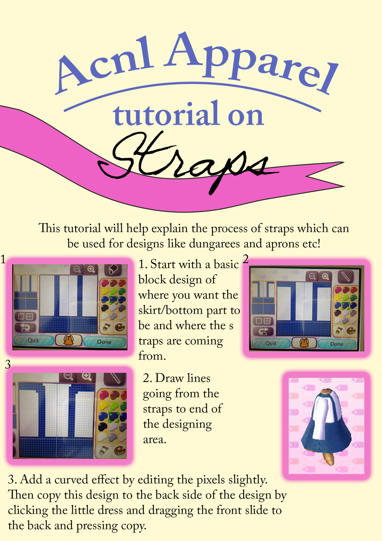 acnlapparel:  Tuuuuutorial time! This time all about straps so you can make strapped