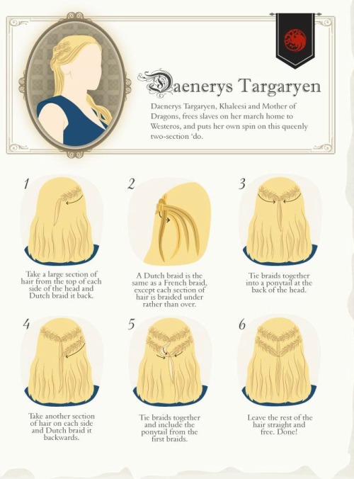 freemindfreebody:  emmammo:got  Learn how to braid your hair like the ladies in Game of Thrones.  Not for the show, I only care for braids. 