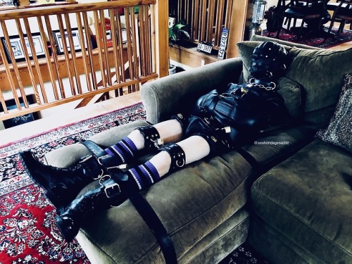 seabondagesadist: The next morning @boundtobounds got strapped in to the @mr-s-leather Deluxe Straig