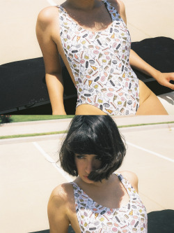 americanapparel:  Submitted by @crashnebula.  Junk Food by Louise Erhard Nylon Tricot High Cut One-Piece: SHOP NOW 