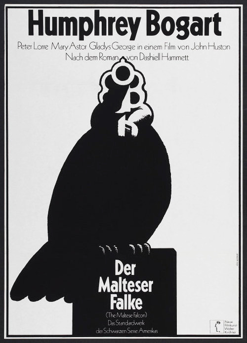 Hans Hillmann, german film poster for Maltese Falcon, 1972.