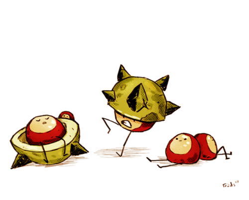 ladytruds: The Conkers aren’t quite ready to let go of their training shells just yet! > u< <3