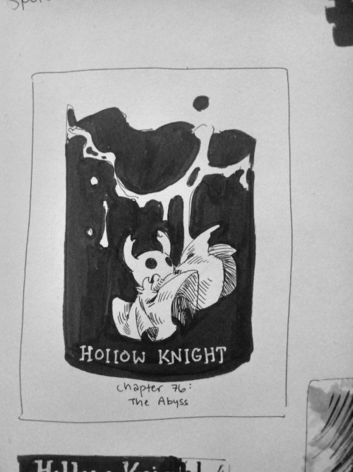 scribbleshanks:  Thumbnail sketches for fake comic chapter covers of Hollow Knight, including a drawing of a possible action sequence between Hornet and the Broken Vessel.The last one is actually a little older than the rest by about a month or so, but