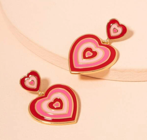 luvcor:  Double Heart Drop Earrings  