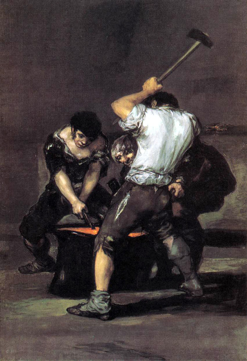 artist-goya: The Forge, 1816, Francisco José de Goya y LucientesMedium: oil,canvas