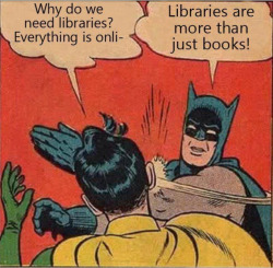   silencewhippersnapper:   gobstacked:     con-lit:     So glad we have batman on our side fighting for libraries everywhere!     This was me at Christmas dinner to every single person in my family.     Remember that time Batman solved a murder mystery