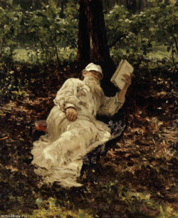 Ilya Repin, Leo Tolstoy on the rest in the forest.