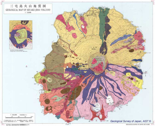 joarnot:  Geological map of Miyake Jima vulcano, Japan. via deconcrete 