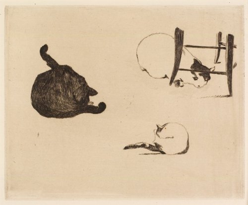 artist-manet:  The Cats, Édouard Manet, 1869, Minneapolis Institute of Art: Prints and DrawingsEdouard Manet was an early admirer of Japanese art. He was drawn to the static nature of the compositions and flatness of the picture planes. He also responded