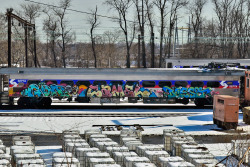 damonabnormal:  A rare capture of a SEPTA train end 2 end burner… they usually buff these before the paint even drys!Wayne Junction YardsJan 28 2014