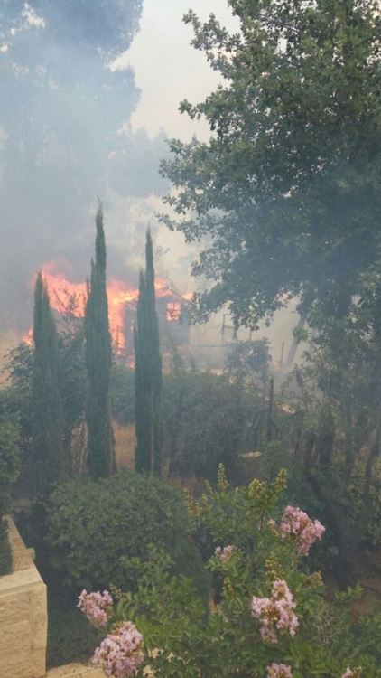 BREAKING: Many homes in the Ramot neighborhood of Jerusalem evacuated due to fire caused by Lag BaOm