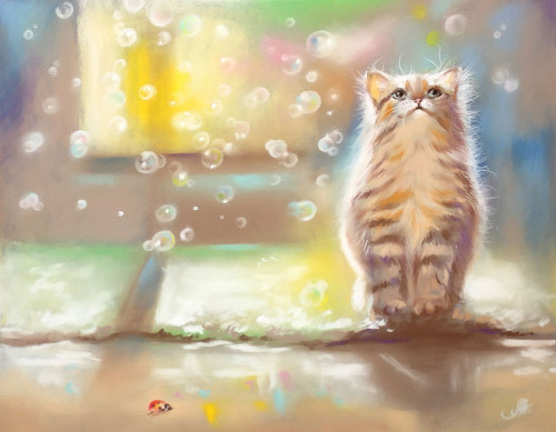cat-stuff-for-cats:Cat Art -  Canvas art PRINT -llustrated Cat,  Nursery Decor, Kids Room Decor, Goo