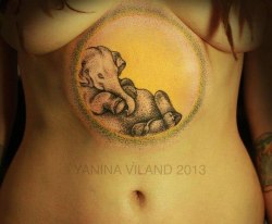 jecoart:  Yanina Viland   &ldquo;&hellip; . trunk to deposit the larval form inside the chest of the host. After a short gestation period, a sweet baby elephant bursts its way through the ribcage to greet the new world!&rdquo; -From Honda&rsquo;s new