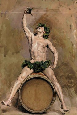 Jean-Louis Ernest Meissonier - Bacchus seated on a barrel