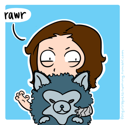 fangirlregretsnothing: Bucky has a new friend, and he is brave warrior. (๑و•̀ω•́)و S