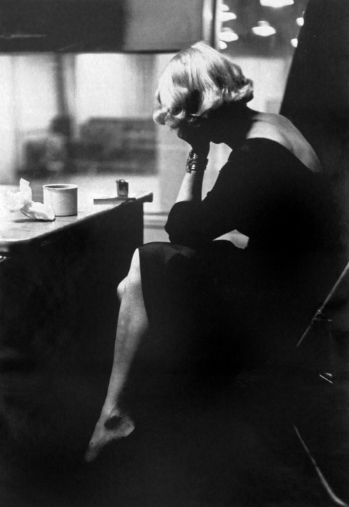 killerbeesting:Eve Arnold, Marlene Dietrich at Columbia Records recording Studio, New York, 1952