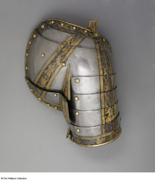 Gold etched shoulder pauldron crafted by Anton Peffenhauser of Augsburg, Germany, circa 1575.from Th