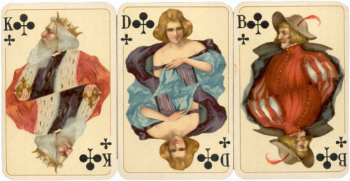 chrysaoraelectrum:German Art Nouveau playing cards printed in Attenburg in 1900.