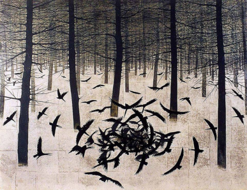 signorformica:Crows in a Frozen Forest. Matazō Kayama, Japanese painter born in Kyoto in 1927• 