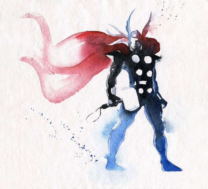 jedavu:  Watercolor Superheroes With Big Splashes  Created by Blule