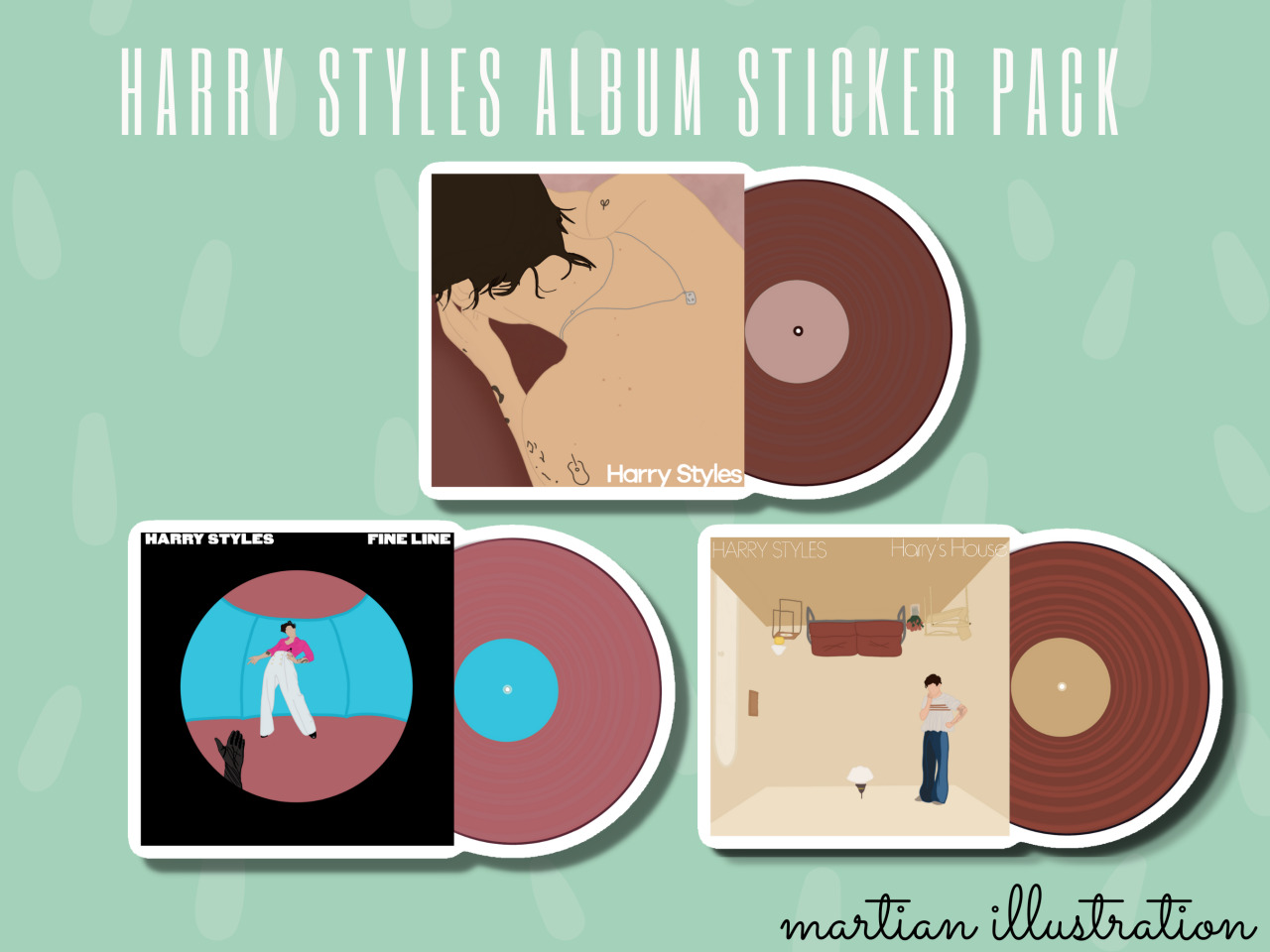 HARRY STYLES ALBUM STICKERS by MARTIAN ILLUSTRATION !!hey cuties! i just made these bc i’m so hyped for harry’s house!! this is a little sticker pack but i have other options in storethis pack of 3 is $8 cad ! individual options start at $3can be found on my etsy shop !! likes and reblogs are really appreciated!!LINK HERE #she#cherry#hs #treat people with kindness #Harry Styles #taylor swift merch  #one direction merch #harrys house#1d merch#BEACHWOOD CAFE #harry styles merch  #harry styles sticker  #harry styles stickers  #hs fine line #harry stickers #fine line merch  #harrys house merch  #harrys house stickers