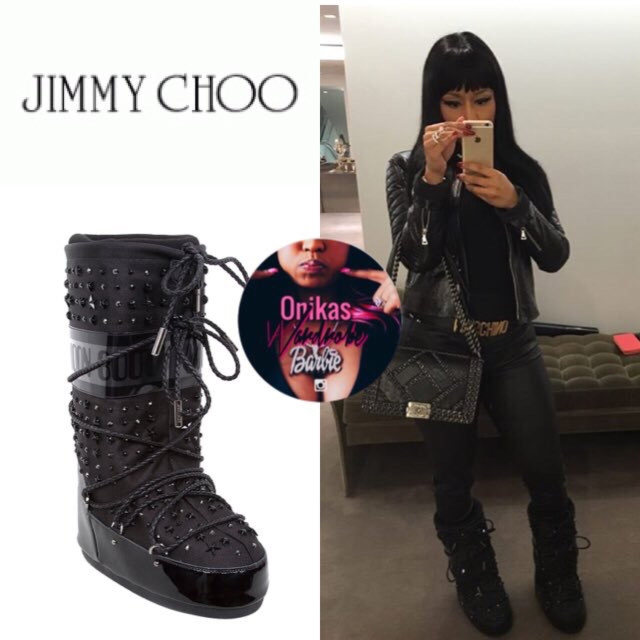 her $959 Jimmy Choo moon boots 