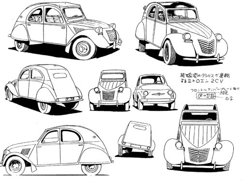 as-warm-as-choco: Model sheets of vehicles from Hayao Miyazaki’s first feature film Lupin III: