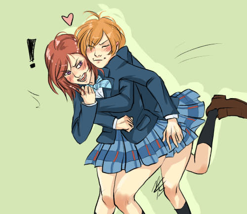 elysdraws: Maki don’t act like you don’t like Rin’s daily greeting hugs