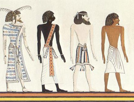 Illustration from the tomb of Seti I showind people of different nationalities and races known to th