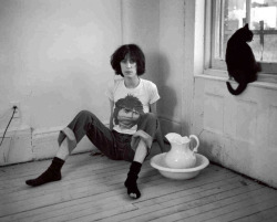 soundsof71:Patti Smith, 1974, “The Lookout” by Frank Stefanko. A million things to love about this: Patti’s hairy legs, her Keith Richards t-shirt, the hole in her socks, the kitty…..