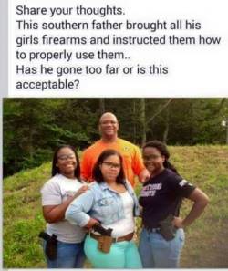 youngblackandvegan:  king-emare:  prettyboyshyflizzy:  amey-winehouse:  doubledoseofdopamine:  He hasn’t gone far enough, where are the rifles?  Armed and ready   too far?  i done seen white families with 7 year olds holding military grade sniper rifles