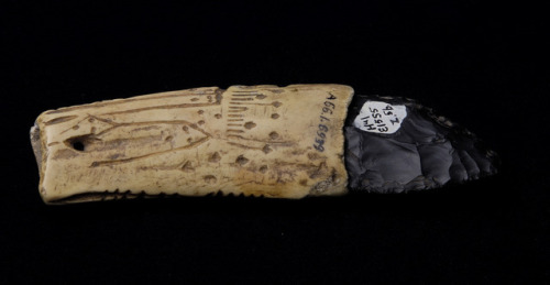 Bone handle flint knife, circa 10,000 - 4,000BCExcavated at the Sheep Rock Shelter, Huntington Count