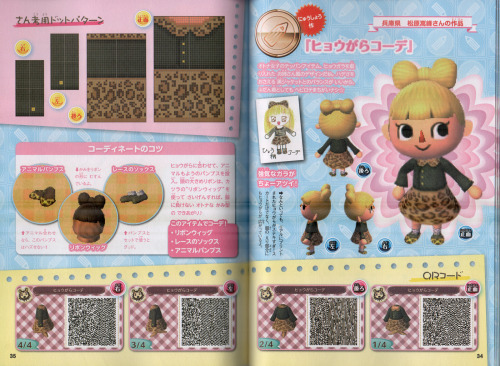 sexyartgod: Animal Crossing New Leaf QR code dress patterns from the april issue of Pico-Pri magazi