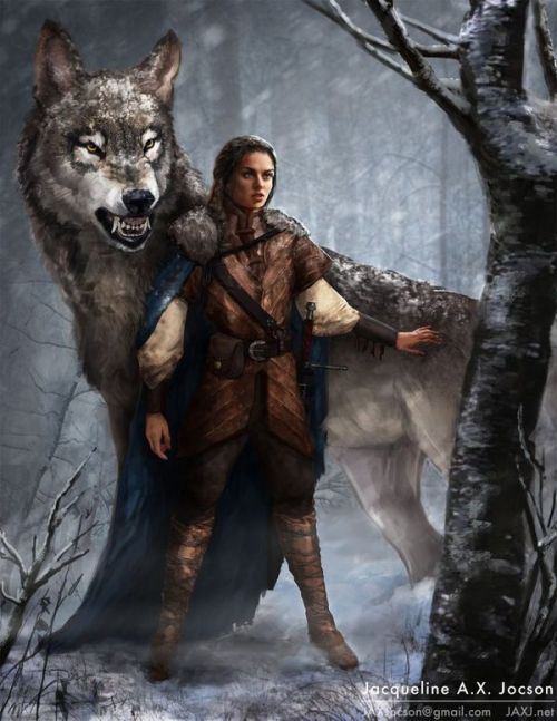 gameofthronefreak:Ayra Stark and Nymeria by Monsterling