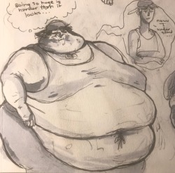 brokencassettetape:  Jock that gets a fat curse put on him ??  Maybe a karmic curse, whenever he insults someone for being fat he gets fatter than them. First few people are just a little chunky, then the big one shows up. 