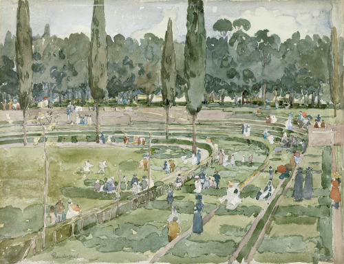 oncanvas: The Race Track (Piazza Siena, Borghese Gardens, Rome), Maurice Prendergast, 1898Watercolor