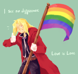 edenleicester: happy pride, Edward Elric says gay rights