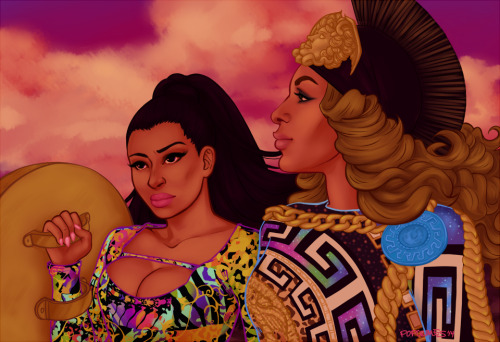 popcrimes:“The queen of rap, slayin’ with Queen Bey”Nicki and Beyonce off to conquer Rom