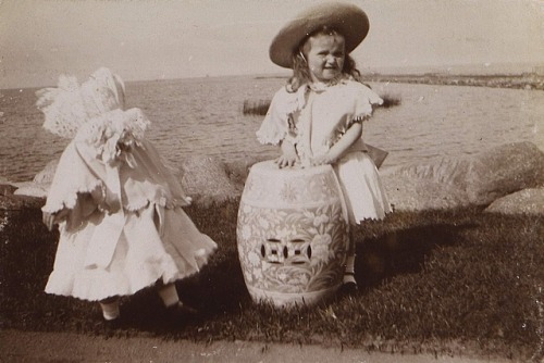 Empress Alexandra Fyodorovna and her first tow babies, Grand Duchesses Olga and Tatiana