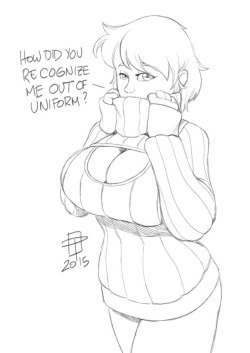 callmepo:  Peegee Incognito by CallMePo Warm up sketch. You all knew I was going to draw her in that keyhole turtleneck eventually…  &lt; |D&rsquo;&ldquo;&rdquo;