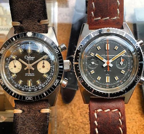 Pick your poison among two amazing skin diver case chronographs. via Instagram 1025vintage.co