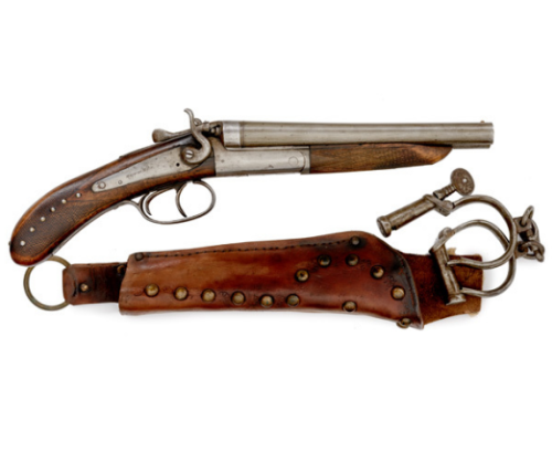 Sawed off double barrel shotgun used by Sheriff Frank M. Canton of Johnson County, Wyoming. Late 19t