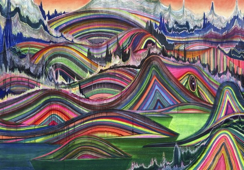 theegoist:Huang Yuxing (Chinese, b. 1975) - Big sculpture in the hills, Acrylic on Canvas, 250 x 175