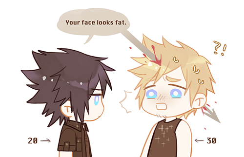 juvenile-reactor:  “It’s just that your goatee…”I ship noct x prom so I’m