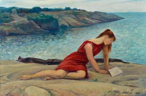 Leon Kroll (American, 1884 - 1974). Girl Reading, 1965.