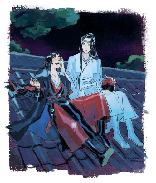 blackeraser:I’m allowed 2 - 3 hours of self indulgence speedpainting for the wangxian week !! It was