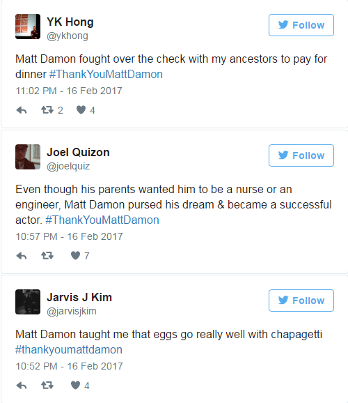 #ThankYouMattDamon